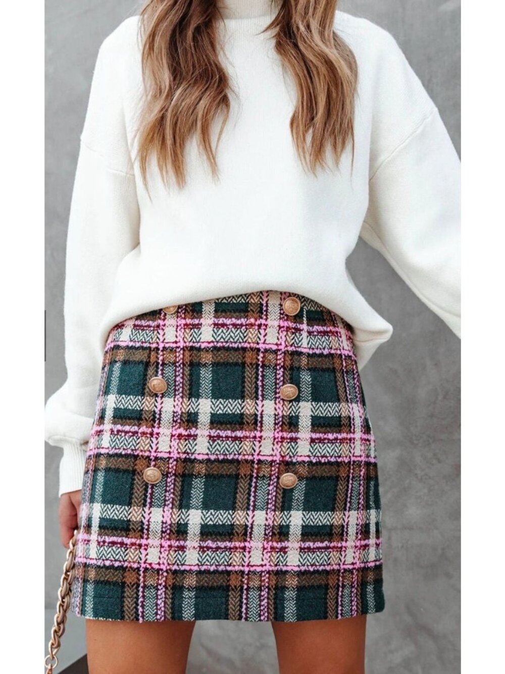 NWT Fate Bring It On Plaid Mini Skirt Green Pink Size XS $58 [jb]